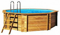 Сборный 8-ми угольный (круглый) каркасный деревянный бассейн для дачи Procopi (Франция)  5,3