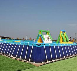Каркасный летний бассейн для турбазы 10 x 20 x 1 метр